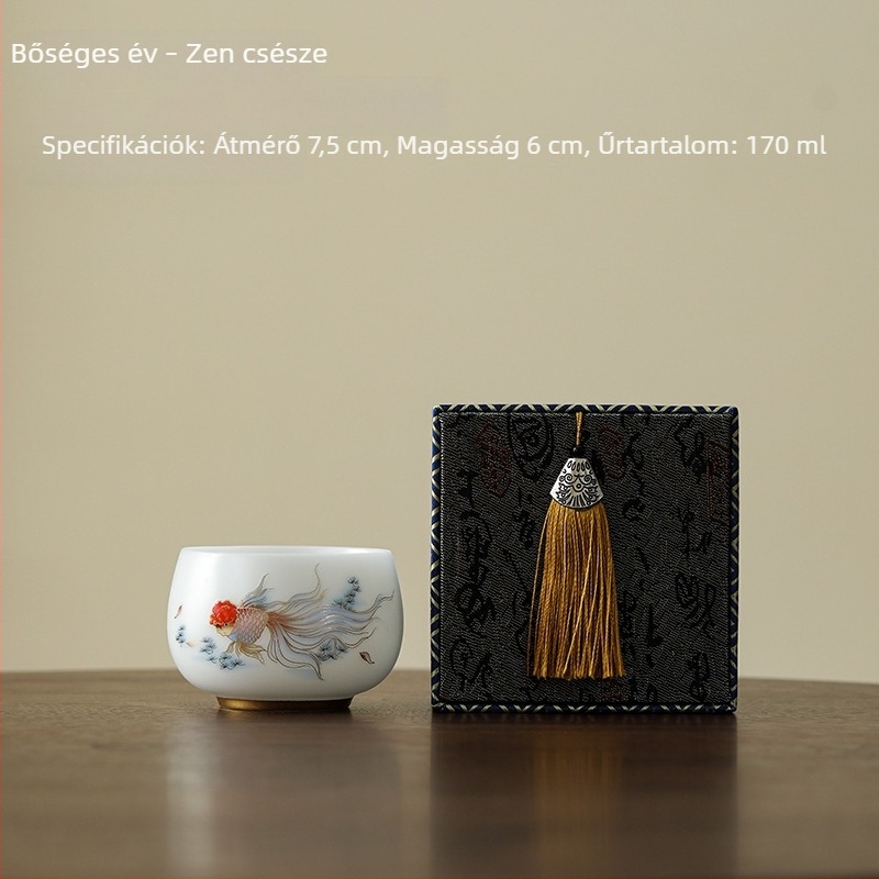 Jégkristály porcelán mestercsésze teához Kung-Fu, egyedi porceláncsésze, elegáns üzleti ajándék díszdobozban