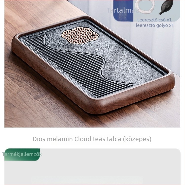 Háztartási teás tálca, 2025-ös új modell, luxus kompakt szárító és csepegtető tál, utánozott fekete kő megjelenéssel, kettős használat a tárolásra és csöpögtetésre
