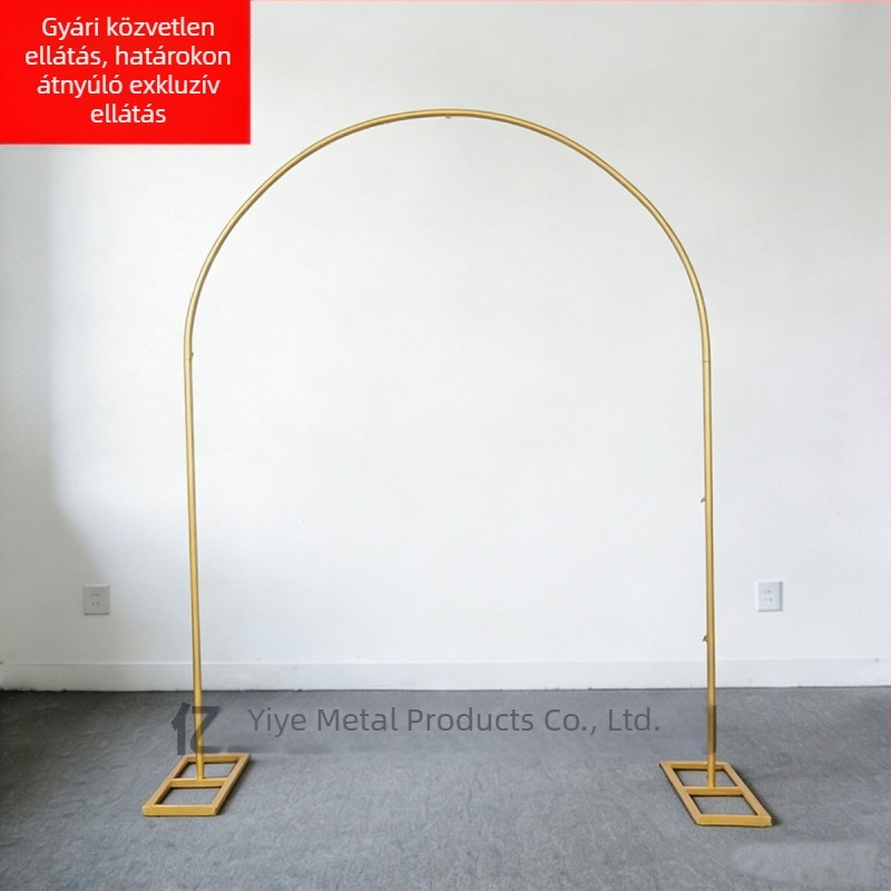 Aranyszínű fémboltív állvány esküvőkhöz és bulikhoz, nagy alapzat 210 × 240 cm