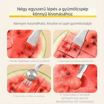 Kétfejű rozsdamentes acél dinnyevágó villa és gyümölcsfelosztó