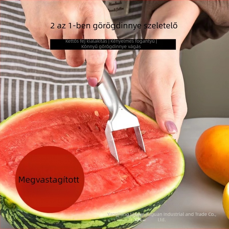 430 rozsdamentes acél dinnyevágó és kockázó, kettős fejű, pép kiemelésére
