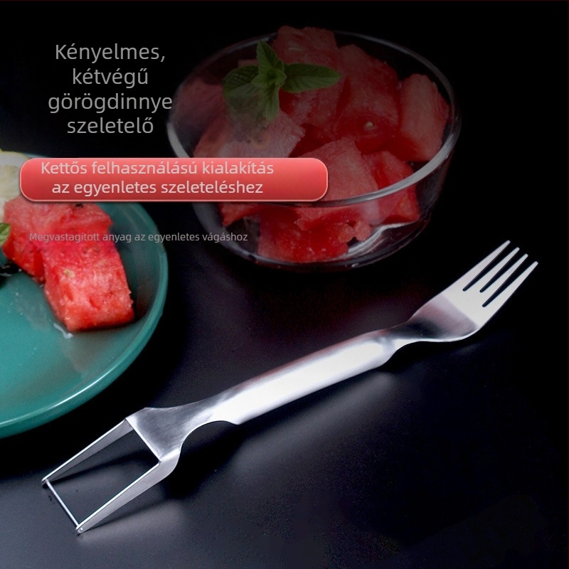 Rozsdamentes acél kettős fejű dinnyeszeletelő és gyümölcs szeparáló, multifunkcionális szeletelő