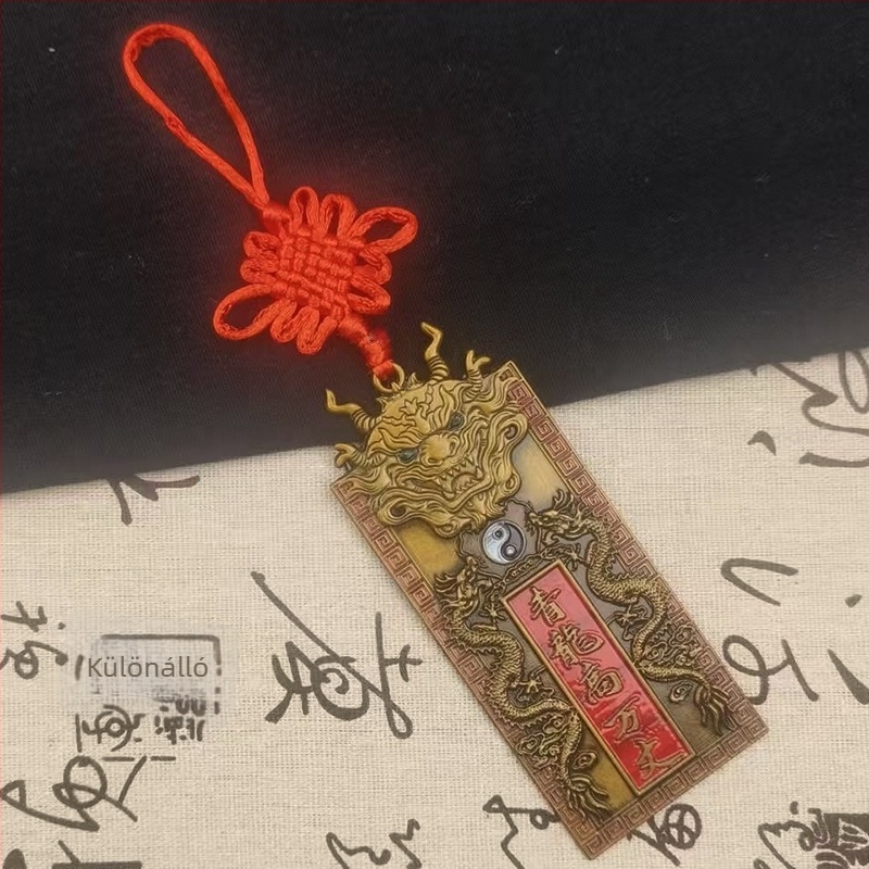 Qinglong márkájú festett ötvözet kínai csomó medál, nappali dekoráció, kézzel készült