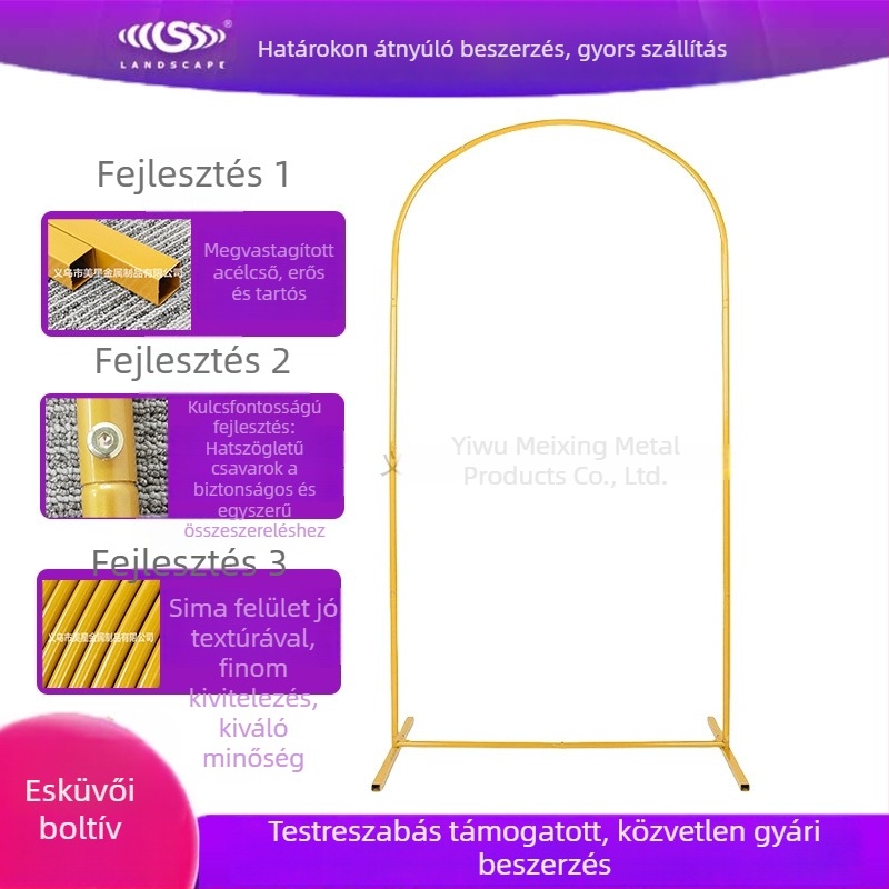 Fejlesztett vas esküvői ív állvány kültéri udvarhoz