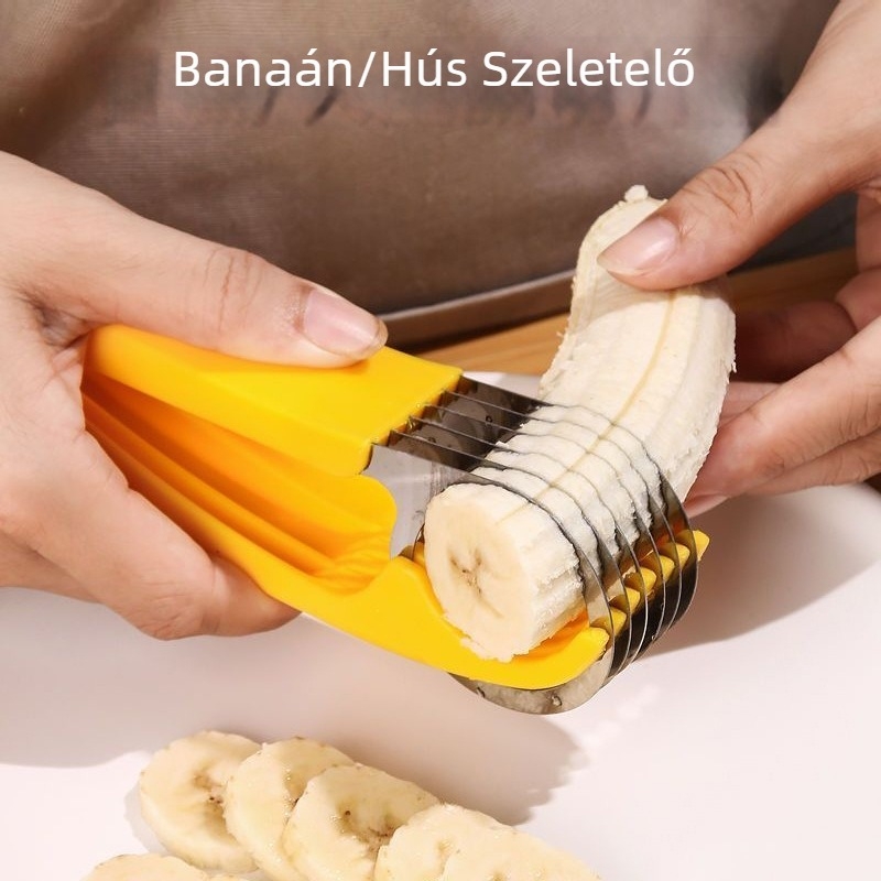 Rozsdamentes acélból készült többfunkciós szeletelő banánhoz, kolbászhoz, sonkához és uborkához