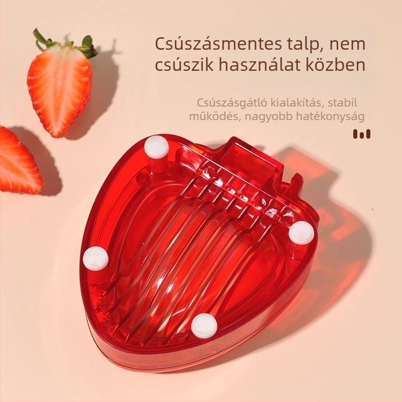 Rozsdamentes acél eper szeletelő és gyümölcsvágó tortákhoz és gyümölcstálakhoz
