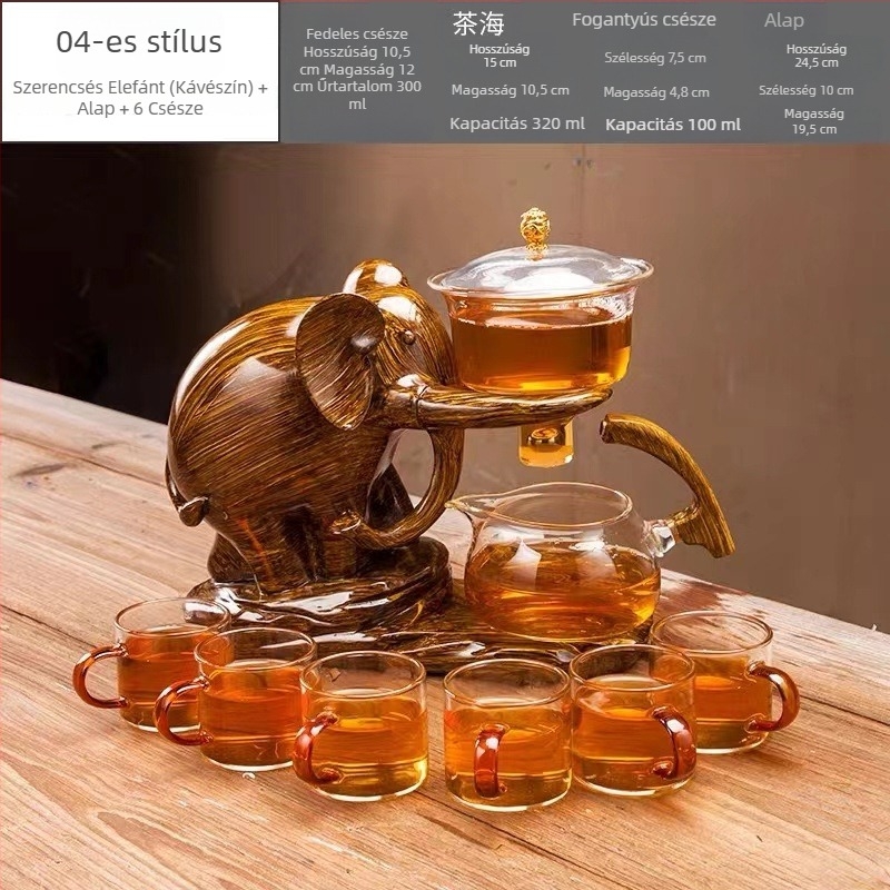 Üveg Kung-Fu teáskészlet automatikus mágneses teafőzővel, otthonra és irodába, 6 személyre