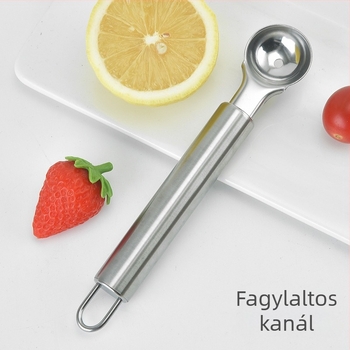 Rozsdamentes acél gyümölcsgömb formázó és fagylaltkanál – konyhai eszköz
