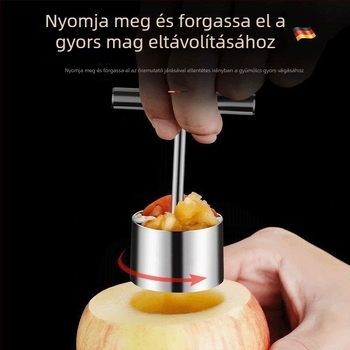 Rozsdamentes acélból készült gyümölcsmagkivágó és lyukasztó – körte és alma számára