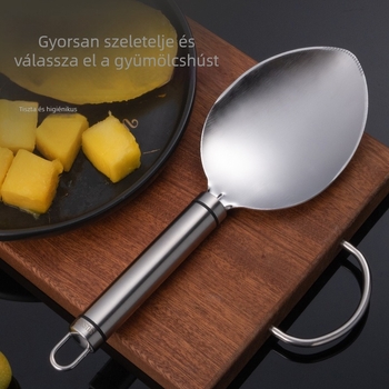 Mangó hámozó és kés – Többfunkciós gyümölcs eszköz kanállal a gyümölcshús kiemelésére, kockákra vágásra, héj és mag szétválasztására