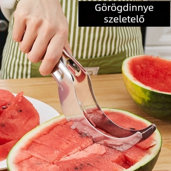 Rozsdamentes acél dinnyevágó és daraboló – gyümölcspép kinyerő funkcióval, konyhai eszköz
