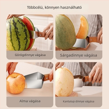 Rozsdamentes acélból készült dinnyeszeletelő, háromszög alakú szeletelő dinnyéhez, görögdinnyéhez és más gyümölcsökhöz