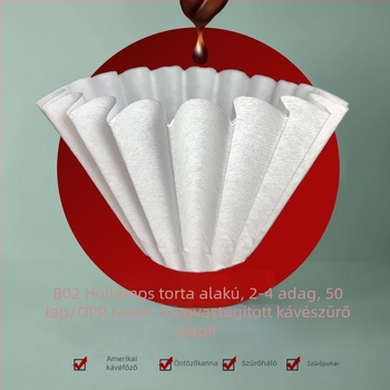 B02 Amerikai tál alakú kávéfilter és filterpapír, fehér, 185×50 mm, hullámos, 2–4 csésze