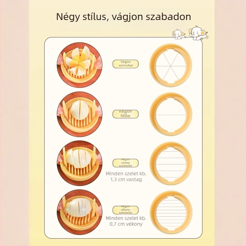Többfunkciós tojásvágó – Négy az egyben konyhai eszköz rozsdamentes acélból