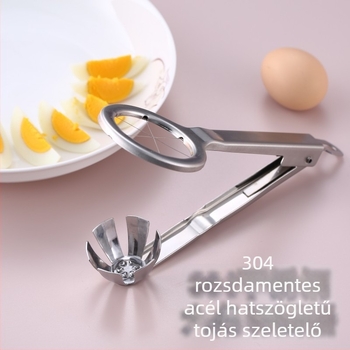 304 rozsdamentes acél tojásvágó, hatszögletű kivitel, tojásosztó