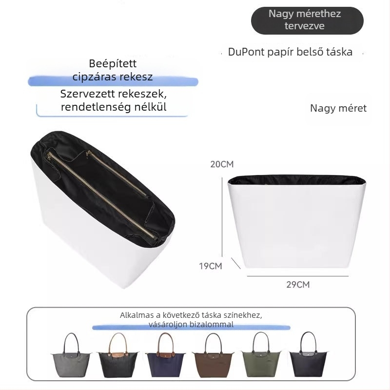 Longchamp-kompatibil belső liner táska, közepes méret, DuPont papírral vízálló, könnyű mini tároló kozmetikumokhoz