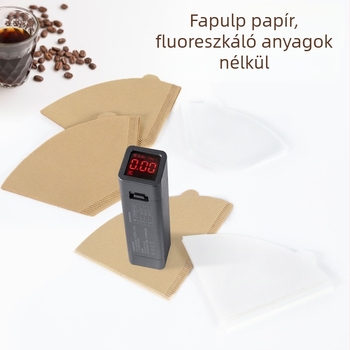 V60-hoz tervezett ventilátor alakú kávéfilter papír, kúpos alakú szűrő kávéfőzőkhöz