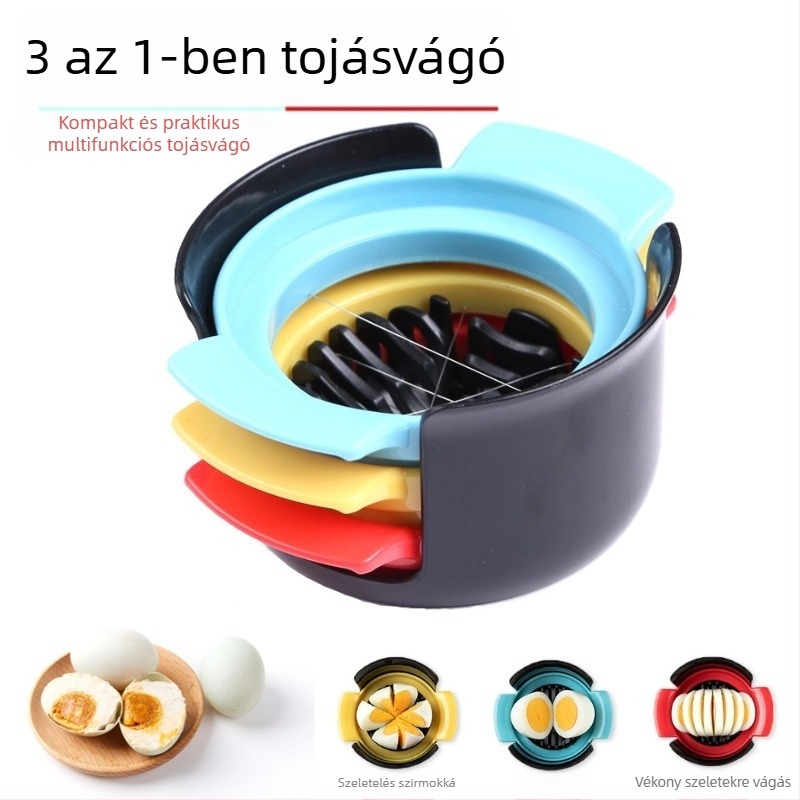 Klo Otthoni 3-in-1 tojásvágó – tojás szeletelő, tojásfehérje szeparáló és konzervált tojás vágó, többfunkciós eszköz
