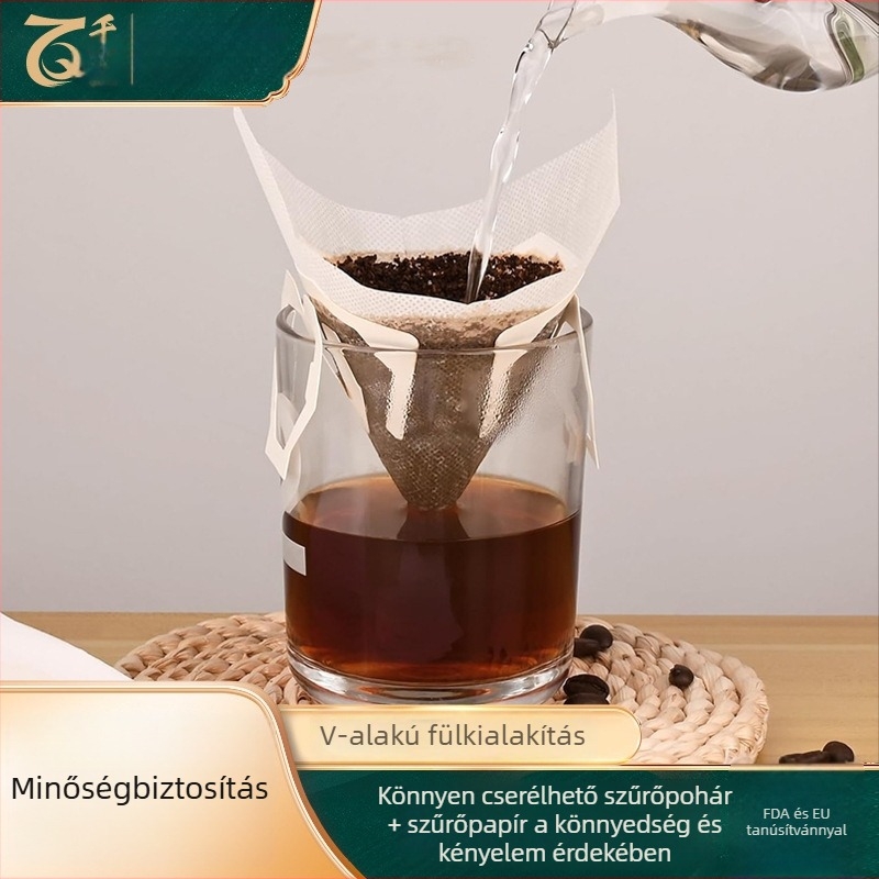 V-alakú kávéfilter füllel, egyedi használatra szánt V60 papír, élelmiszer-minőségű vastagított filterpapír