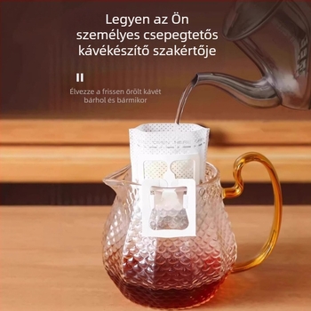 Csepegtető kávézacskók vastag anyagú, élelmiszer-minőségű szűrőpapírral