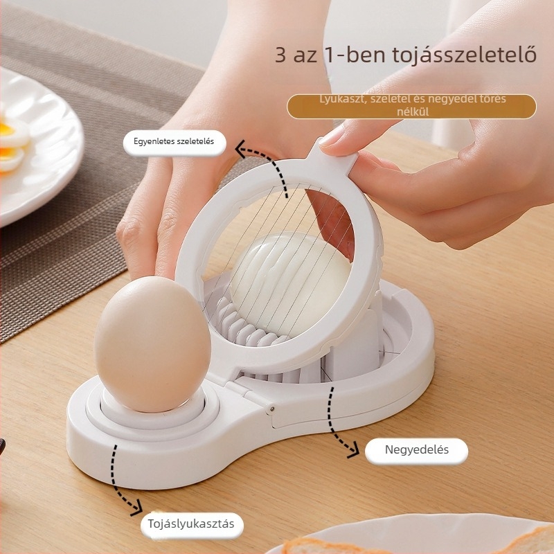Kézi tojásvágó és szeletelő rozsdamentes acélból, 2 az 1-ben tojás szétválasztó