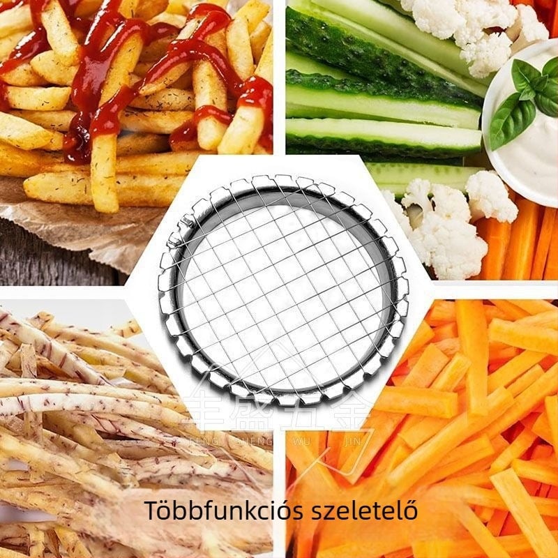 Kézi, multifunkcionális konyhai vágóeszköz zöldségek csíkokra vágására és tojásvágásra