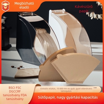 Személyre szabott, vastagított nyersfa rostból készült kávéfilter papír, élelmiszer-minőségű, 50/100 lap