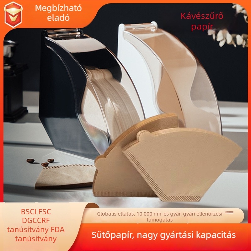 Személyre szabott, vastagított nyersfa rostból készült kávéfilter papír, élelmiszer-minőségű, 50/100 lap
