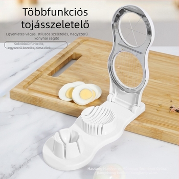 Rozsdamentes acélból készült tojás szeletelő, háztartási használatra, 2-in-1 tojás szeletelő