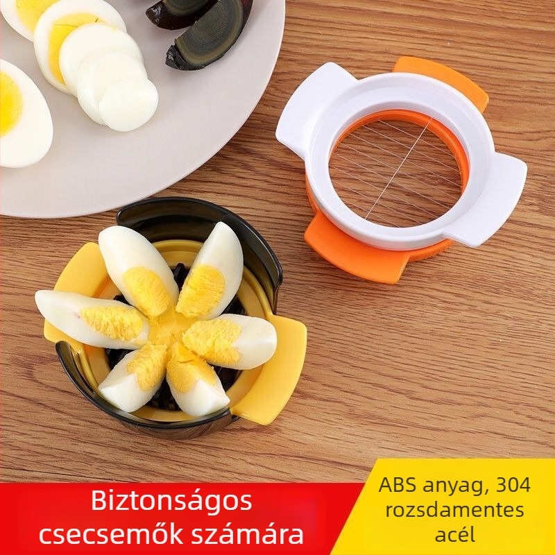 3-in-1 tojás szeletelő, szeletelésre és félbevágásra, sokoldalú tojásvágó