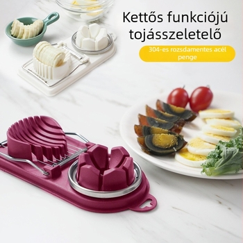 Kézi működtetésű rozsdamentes acél tojás szeletelő — többfunkciós konyhai eszköz megőrzött tojásokhoz