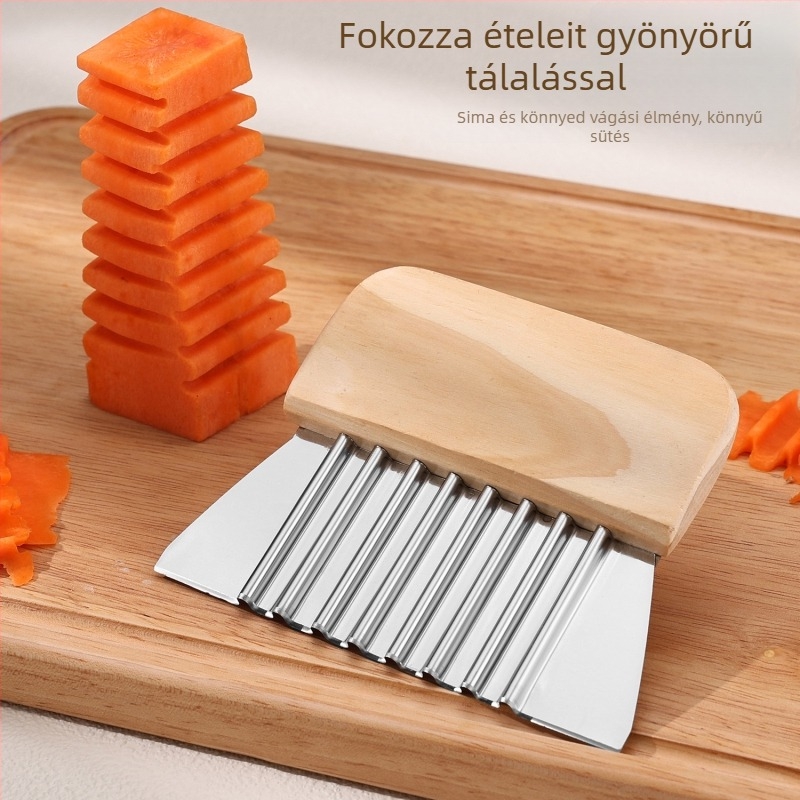 Rozsdamentes acél Pagoda faragókés hullámos burgonya és hasábok szeletelésére – otthoni és éttermi használatra, gyümölcs- és zöldségszeletelő