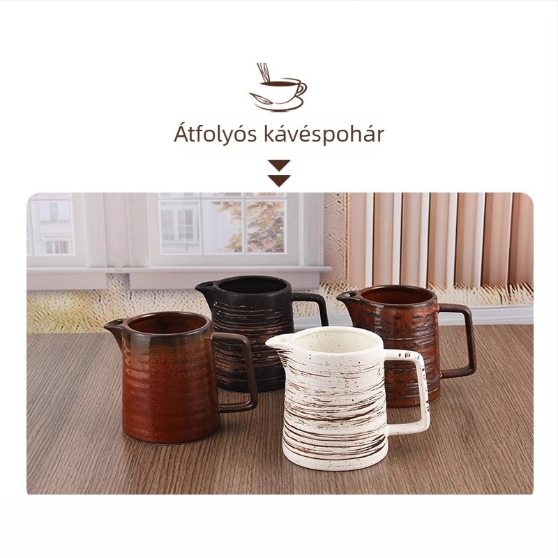 Retro kézzel készített pour-over kávés készlet rozsdavörös szűrőkkel és kancsóval