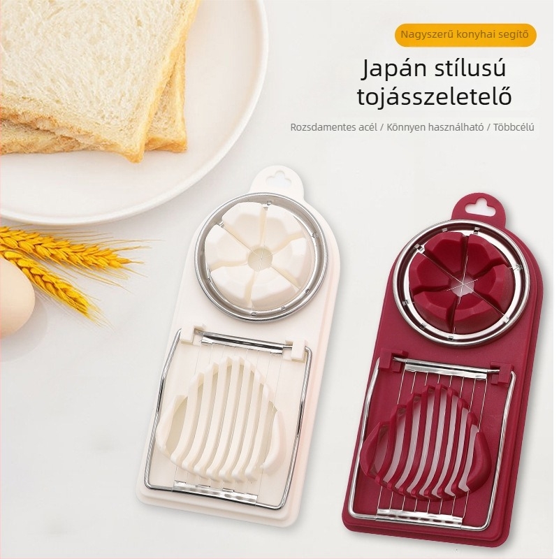 Japán stílusú többfunkciós tojásvágó és osztó, kétfejű, 2 az 1-ben