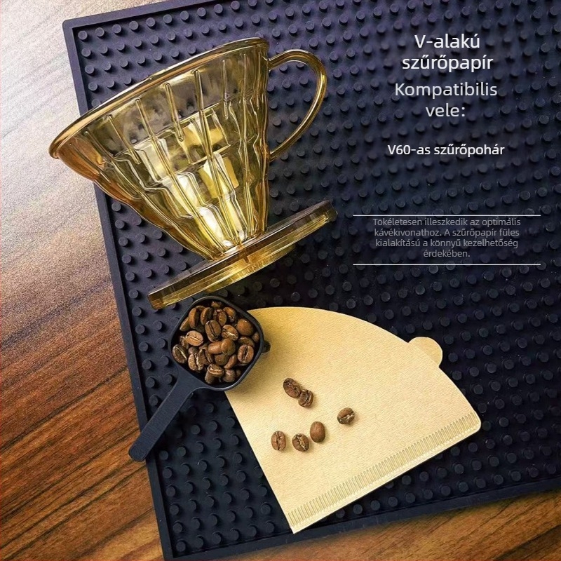 Nagy kúpos kézi kávéfilter, átlátszó V60 szűrő, kis menetes csepegtető készlet.