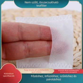 Nagy méretű, nemszőtt anyagból készült teafilter visszahajlós kialakítással, egyszer használatos, teához, kávéhoz, fűszerekhez, levesekhez és tradicionális kínai gyógyászathoz