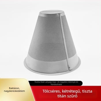 Kónuszos kávéfőző filter tiszta titánból, teás infúzor hálóval, papír nélküli
