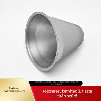 Kónuszos kávéfőző filter tiszta titánból, teás infúzor hálóval, papír nélküli