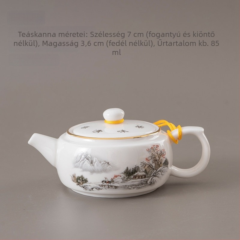 Kínai stílusú teáskanna és tea készlet kiegészítők, kék‑fehér kerámia, fehér porcelán, retro kis teáskanna otthoni használatra