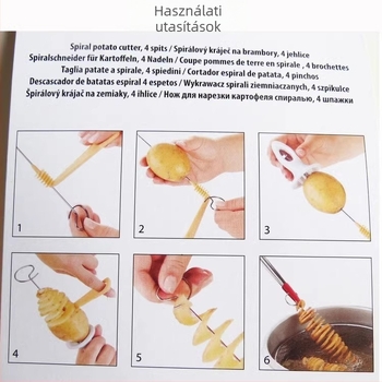 Rozsdamentes acélból készült burgonya spirál szeletelő, kézi konyhai eszköz