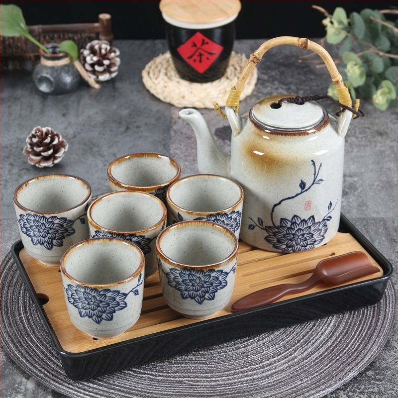 Ősrégi kerámia teáskanna szűrővel, nagy kapacitású, kézzel festett porcelán, otthoni, éttermi és szállodai használatra