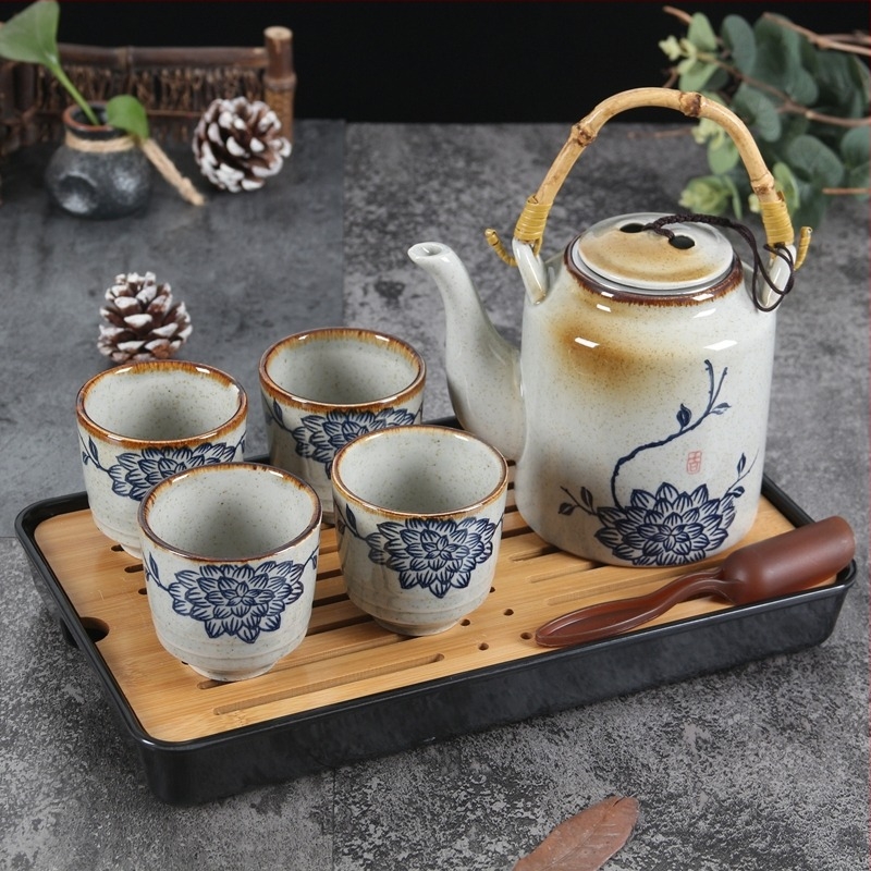 Ősrégi kerámia teáskanna szűrővel, nagy kapacitású, kézzel festett porcelán, otthoni, éttermi és szállodai használatra