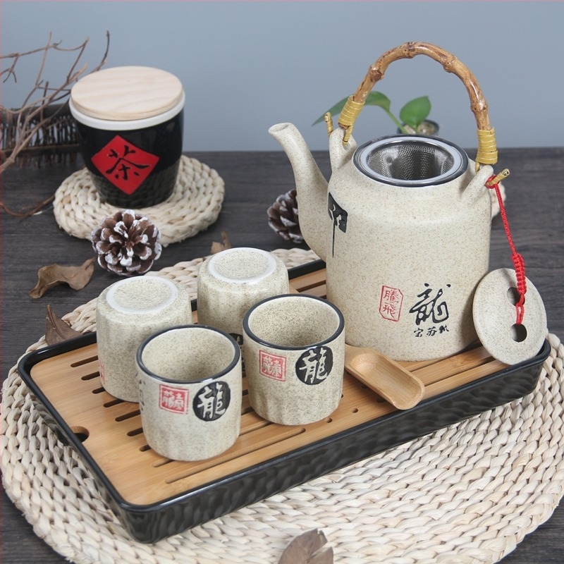 Ősrégi kerámia teáskanna szűrővel, nagy kapacitású, kézzel festett porcelán, otthoni, éttermi és szállodai használatra