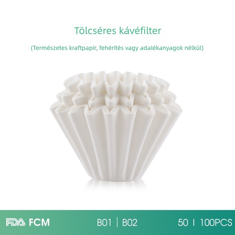Amerikai torta típusú kézi kávéfilterpapír, csepegtető típusú hullámos mintázatú filterpapír, 50 g