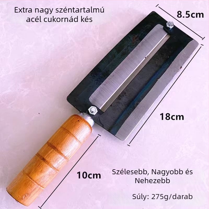 Karbonacélból készült cukornád- és ananász kés, fa nyéllel, éles, többfunkciós hámozó