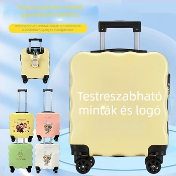 18 hüvelykes gyerekeknek szánt bőrönd kombinációs zárral, aranyos dizájn, univerzális kerekekkel