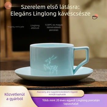 Kerámia kávéscsésze és aljával készlet, magas minőség, latte csésze, ajándékdoboz, testreszabás