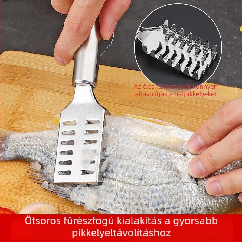 Többfunkciós rozsdamentes acél halkaparó és skálázó eszköz, konyhai kellék