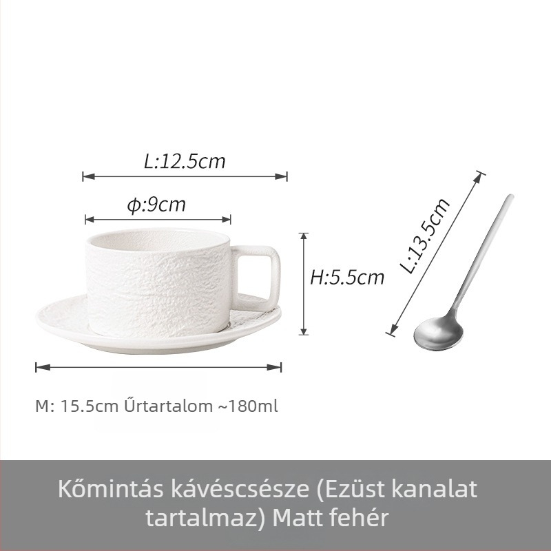 Kerámia kávés készlet reggelire csészékkel és alátéttel, kanál tárolóval – elegáns kialakítás