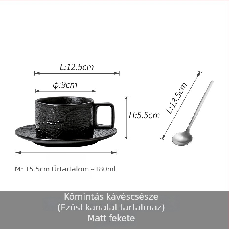 Kerámia kávés készlet reggelire csészékkel és alátéttel, kanál tárolóval – elegáns kialakítás